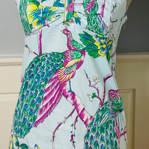 Tibi Y2k Green Label Peacock Halter Dress Vintage Resortwear XS - Picture 3 of 9